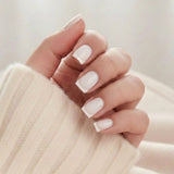 Frosted French press-on negle fransk manicure i square form med frostet hvid spids