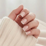 Angelic Aura press-on negle, klassisk fransk manicure i firkantet form med hvid spids