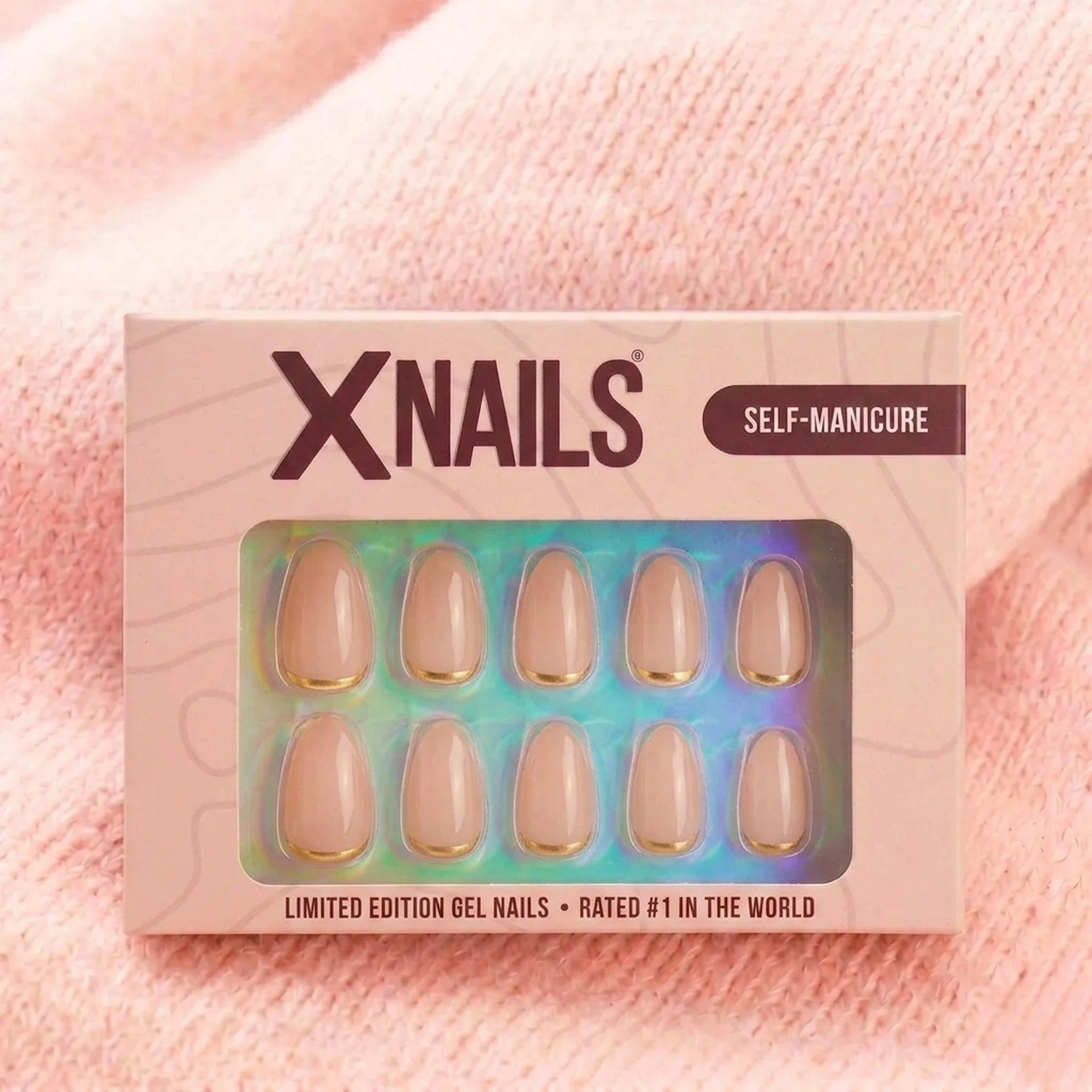 Golden Glimmer press-on negle i XNails self-manicure-box